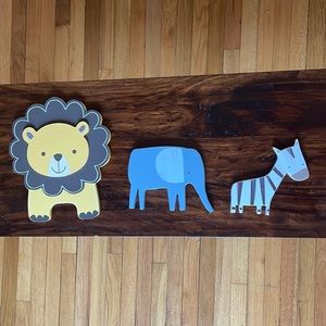 Wooden animals baby room wall/shelf decoration